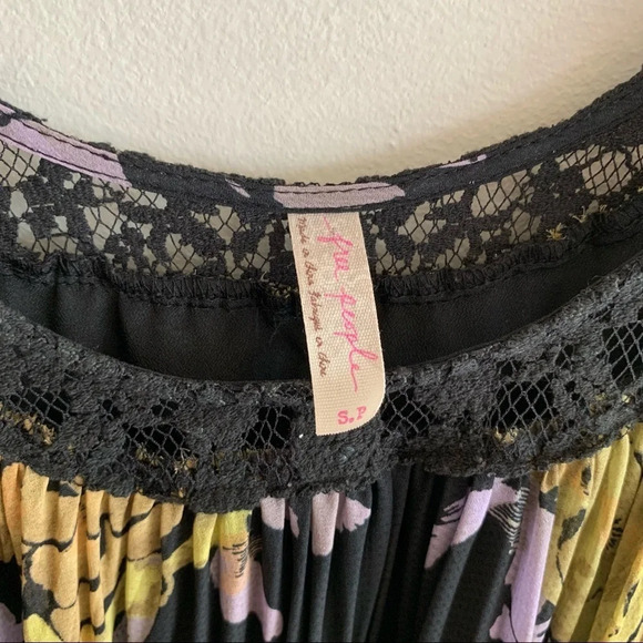 Free People Black Floral Trapeze Dress Small - Picture 4 of 4